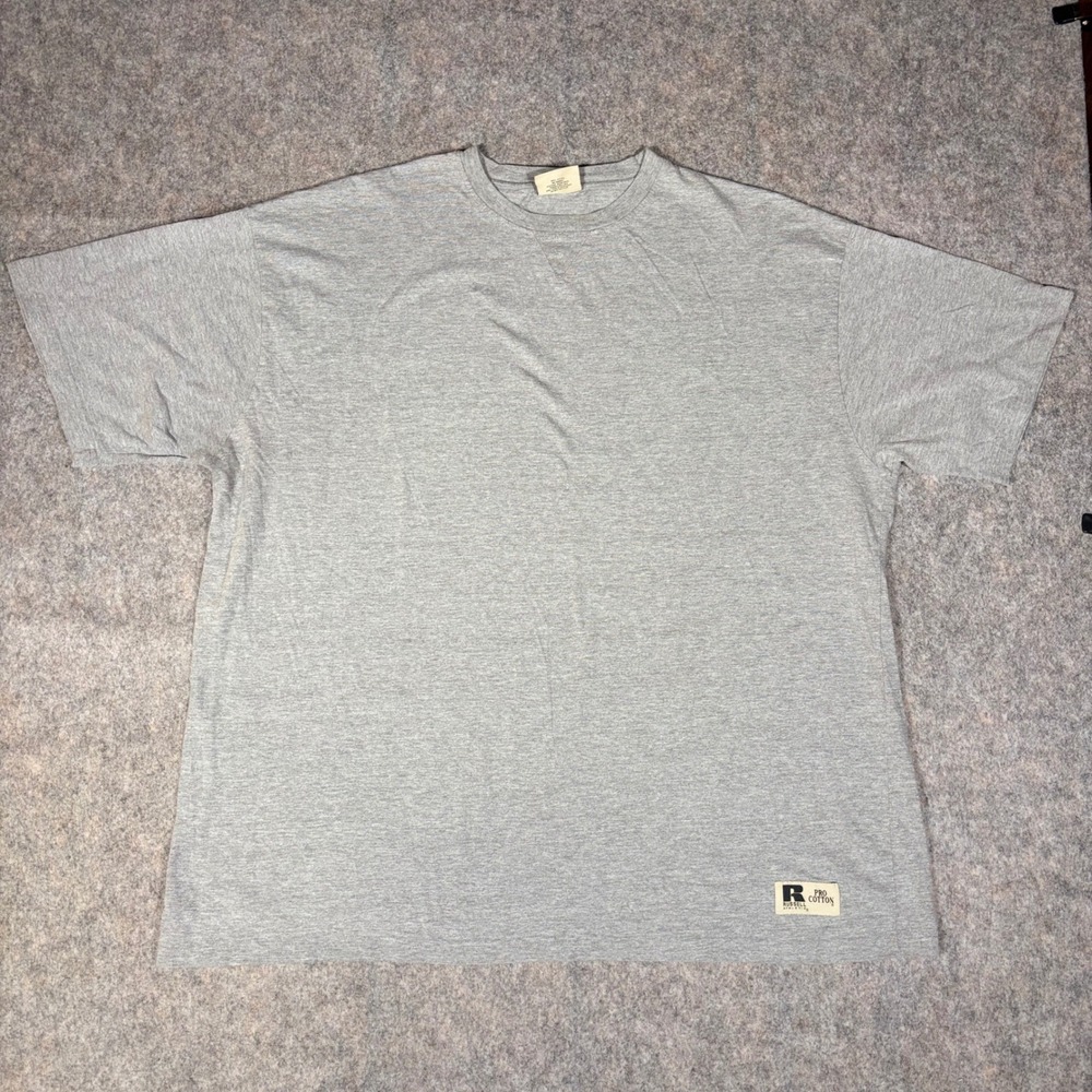 Russell Athletic T-Shirt Mens 2XL Gray Pro Cotton big Heavyweight Tee
